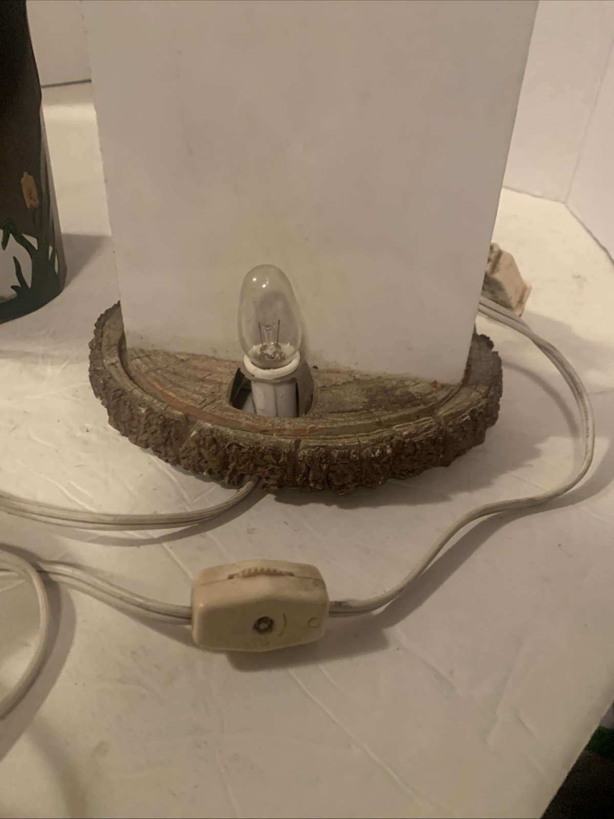 Night Light Light Up Rustic Woods Trees Moose Cattails Stump 7.5”
