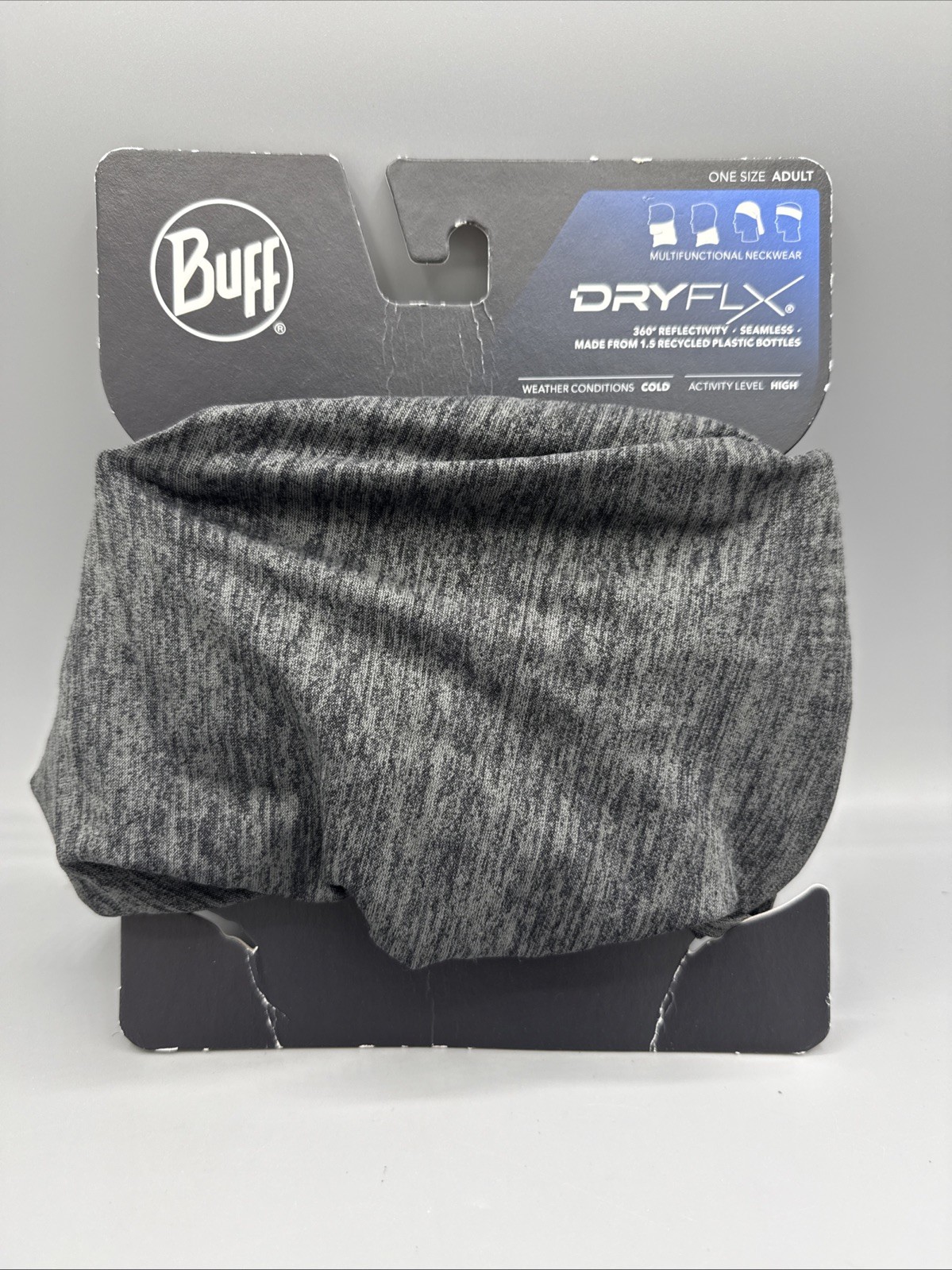 Buff Men's DryFlx Multifunctional Neck Gaiter Black Gray NWT