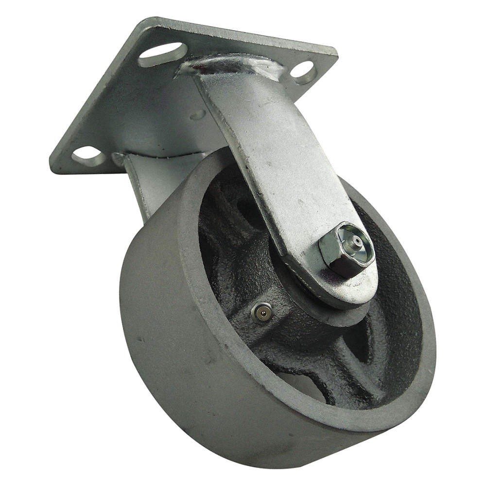 GRAINGER APPROVED 1NWL3 Plate Caster,Rigid,Iron,6 1/2"H 1NWL3
