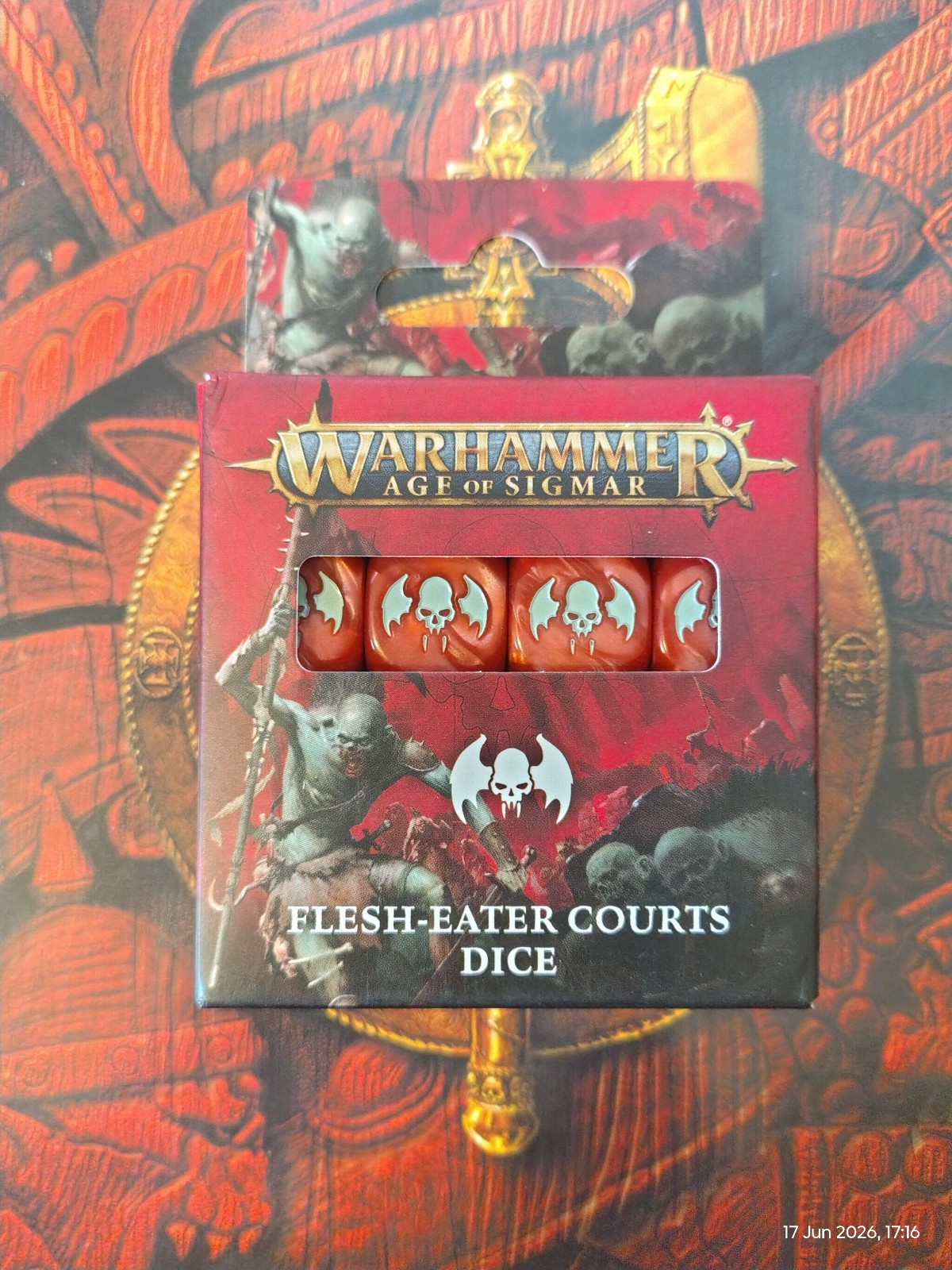 WARHAMMER WFB AOS FLESH EATER COURTS DICE x16 RED D6 SIGMAR NEW IN BOX 2025 GW