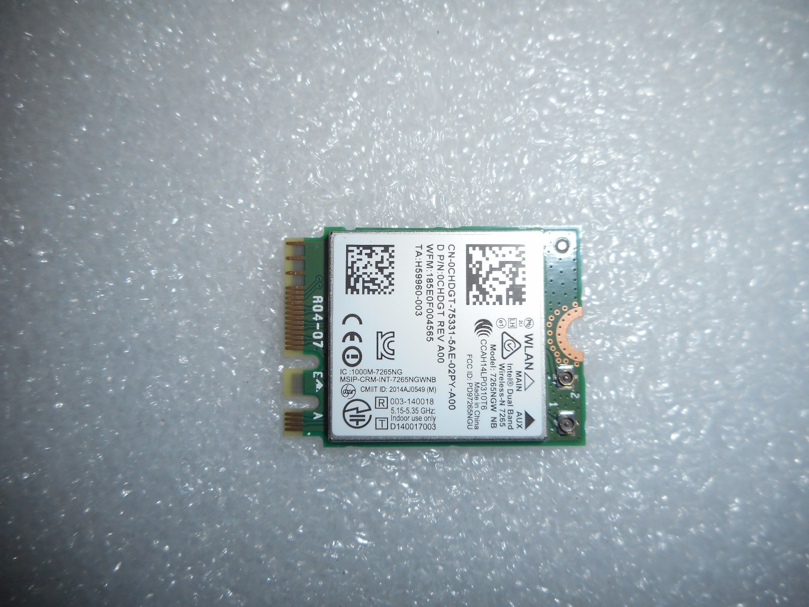 Intel Wireless-AC 7265 Dual Band WLAN WiFi 802.11ac  + Bluetooth 4.0 M.2 CHDGT