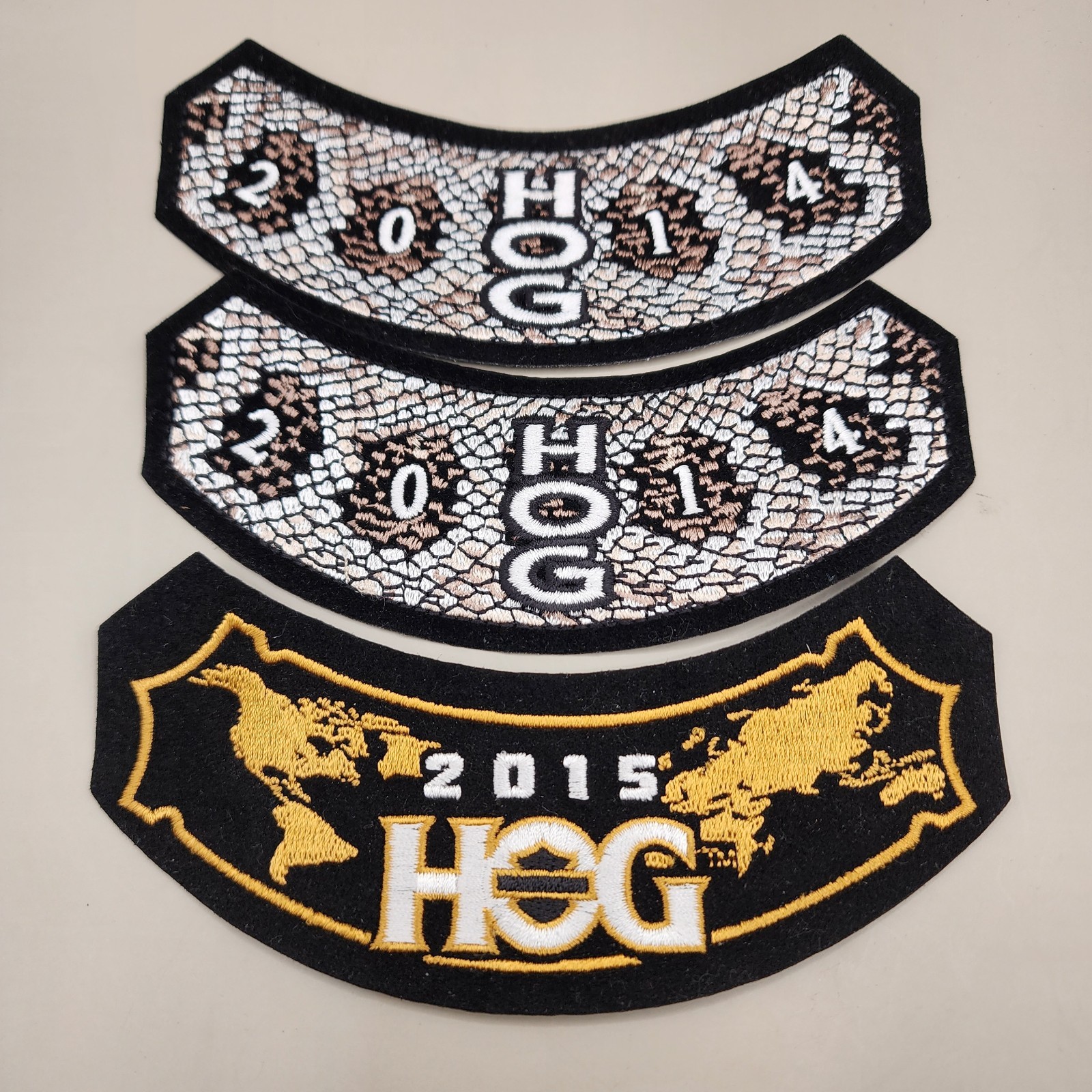 3 Harley Davidson Patches Owners Group HOG 2014 2015 Embroidered