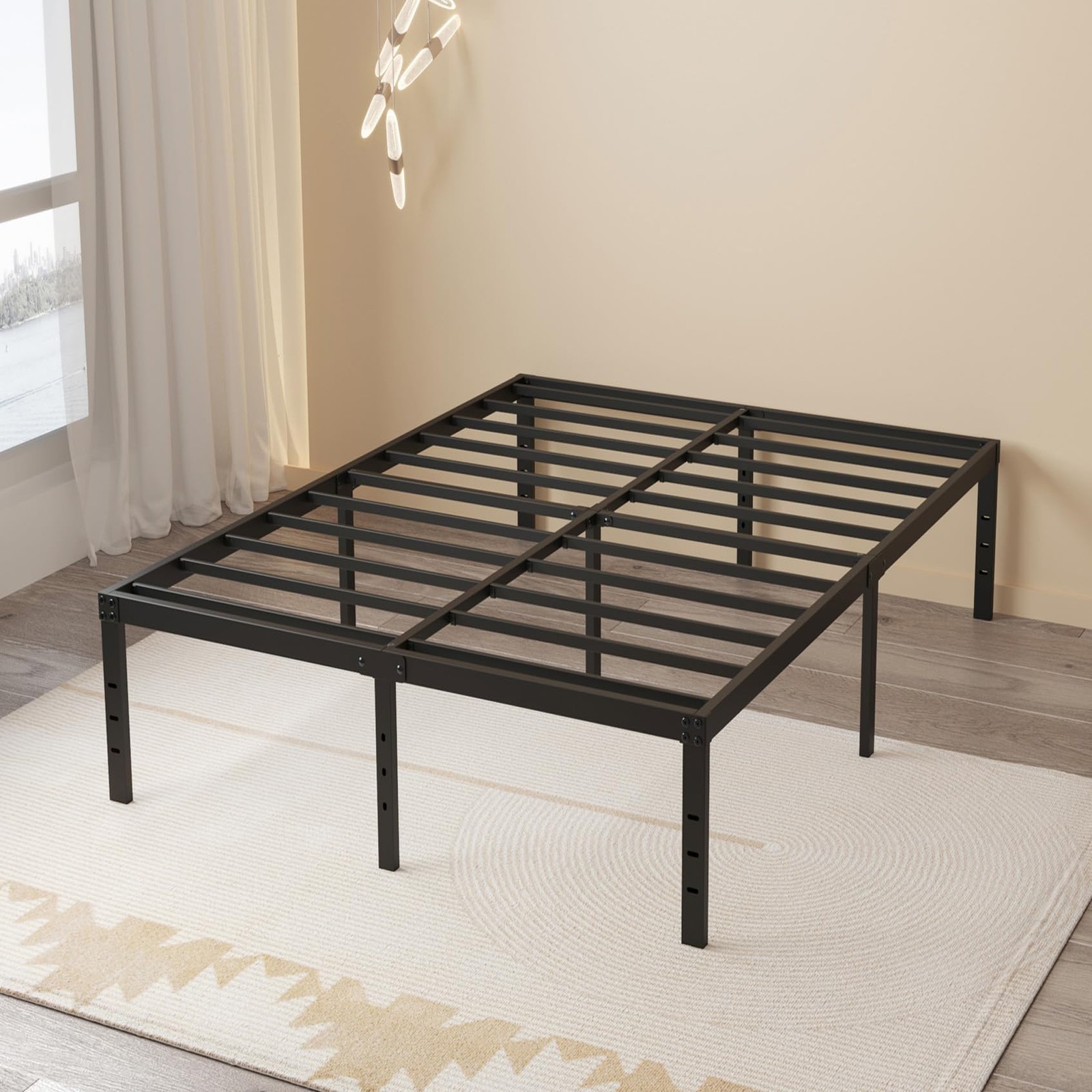 20 Inch Queen Bed Frame, Heavy Duty Metal Platform, No Box Spring Needed