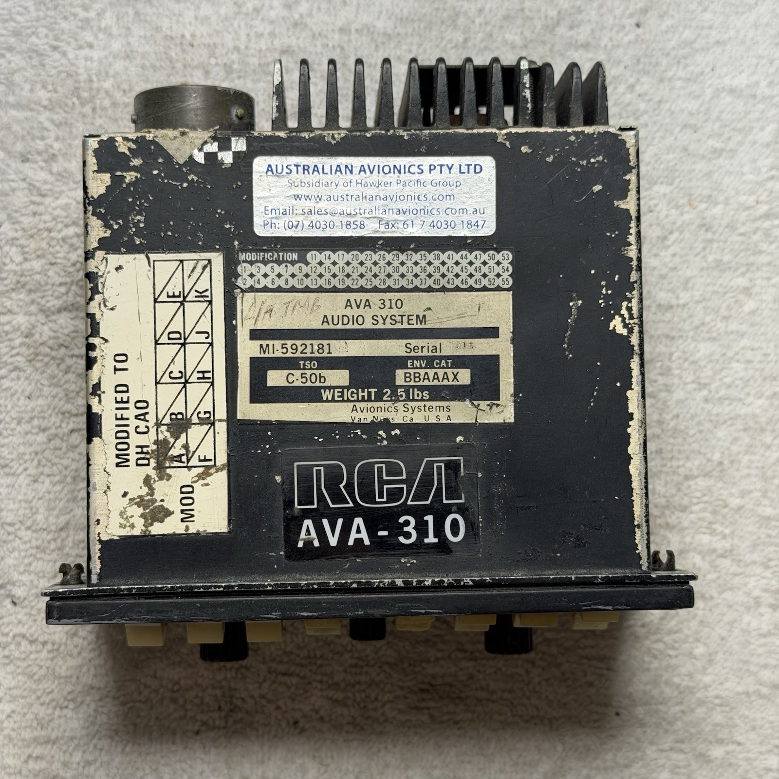 RCA AVA-310 Audio System Panel C-50B MI-592181-5A