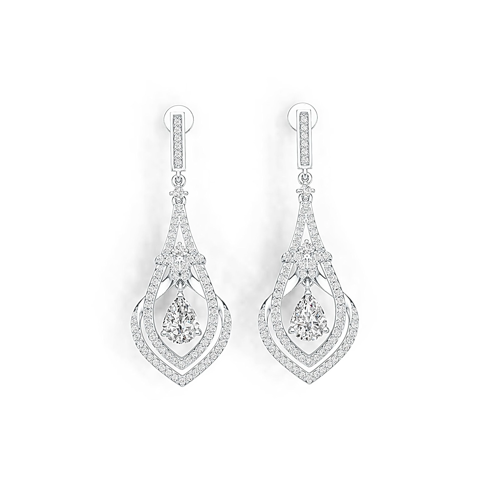 Sterling Silver Semi Mount Earrings Setting Pear PE 8x6mm with White Topaz