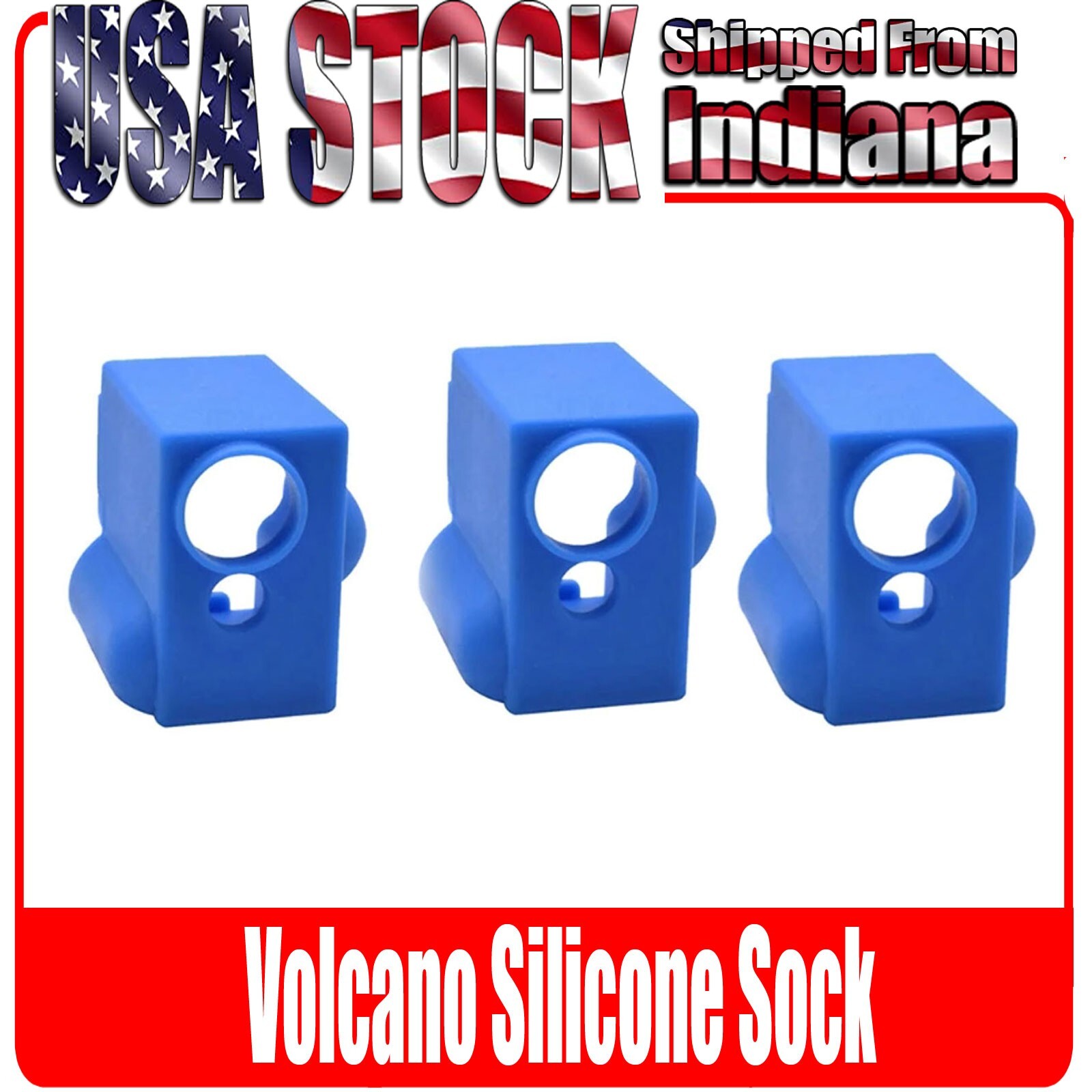 Insulation for Volcano Hotend, Volcano Silicone Sock for Heat Block Blue, 3 Pcs