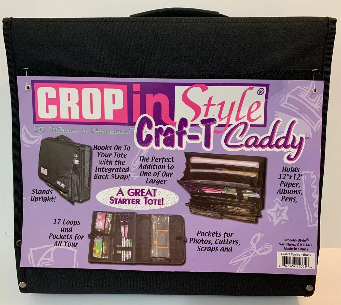 NEW Crop In Style Craft Craf-T Caddy Storage Tote Bag Black Scrapbook Organizer