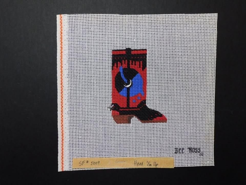 HEAD 'EM UP (SB8) Painted Needlepoint