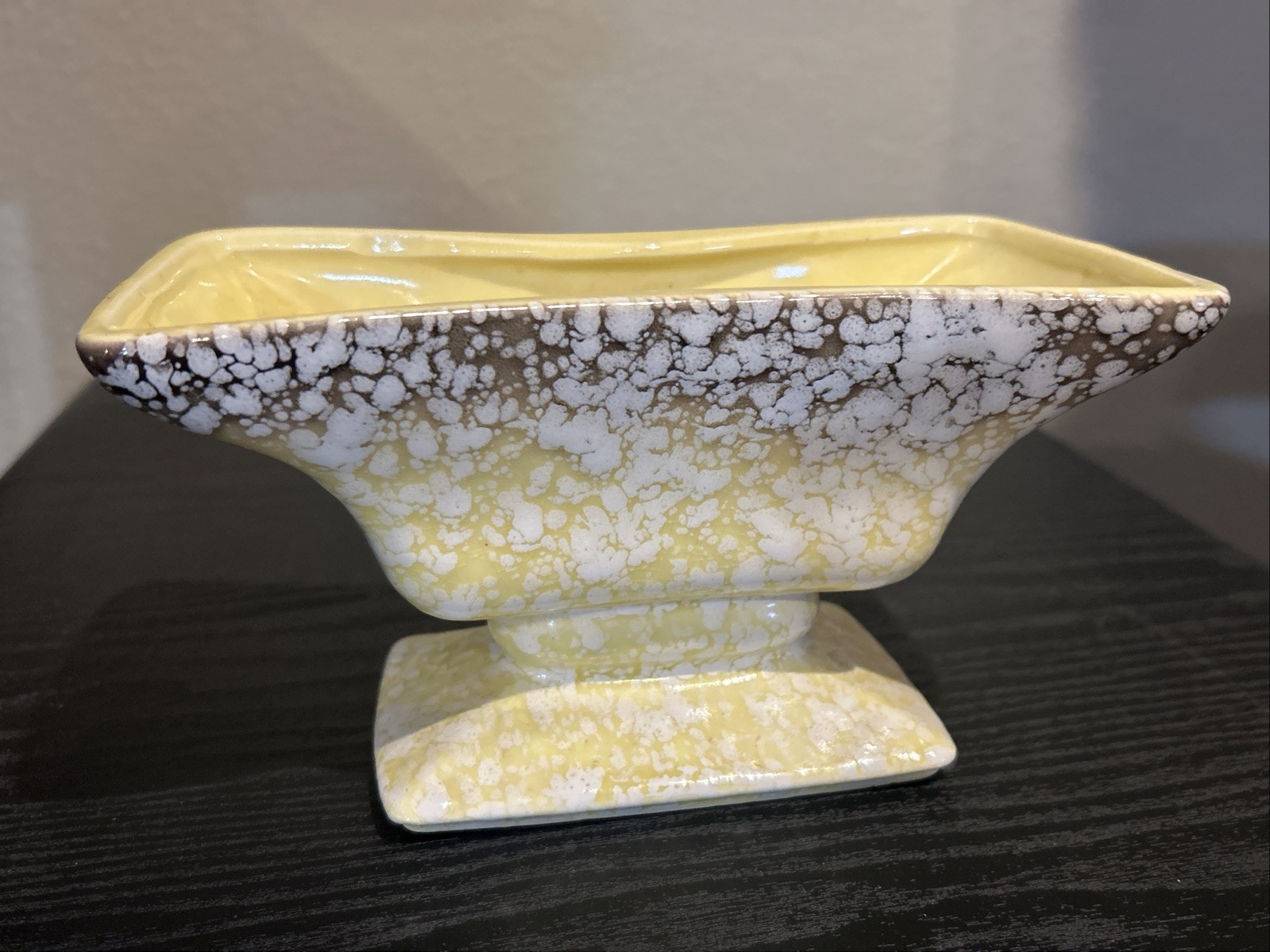 Vintage MCM Royal Windsor Planter Yellow Brown White Splatter Drip