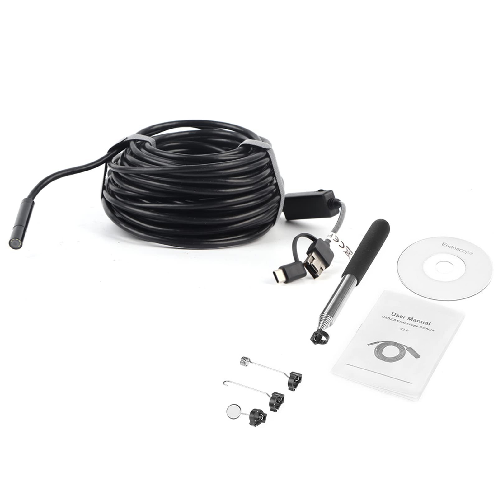 Black 15 Meter USB Endoscope Digital Inspection Snake Camera Borescope with 2...