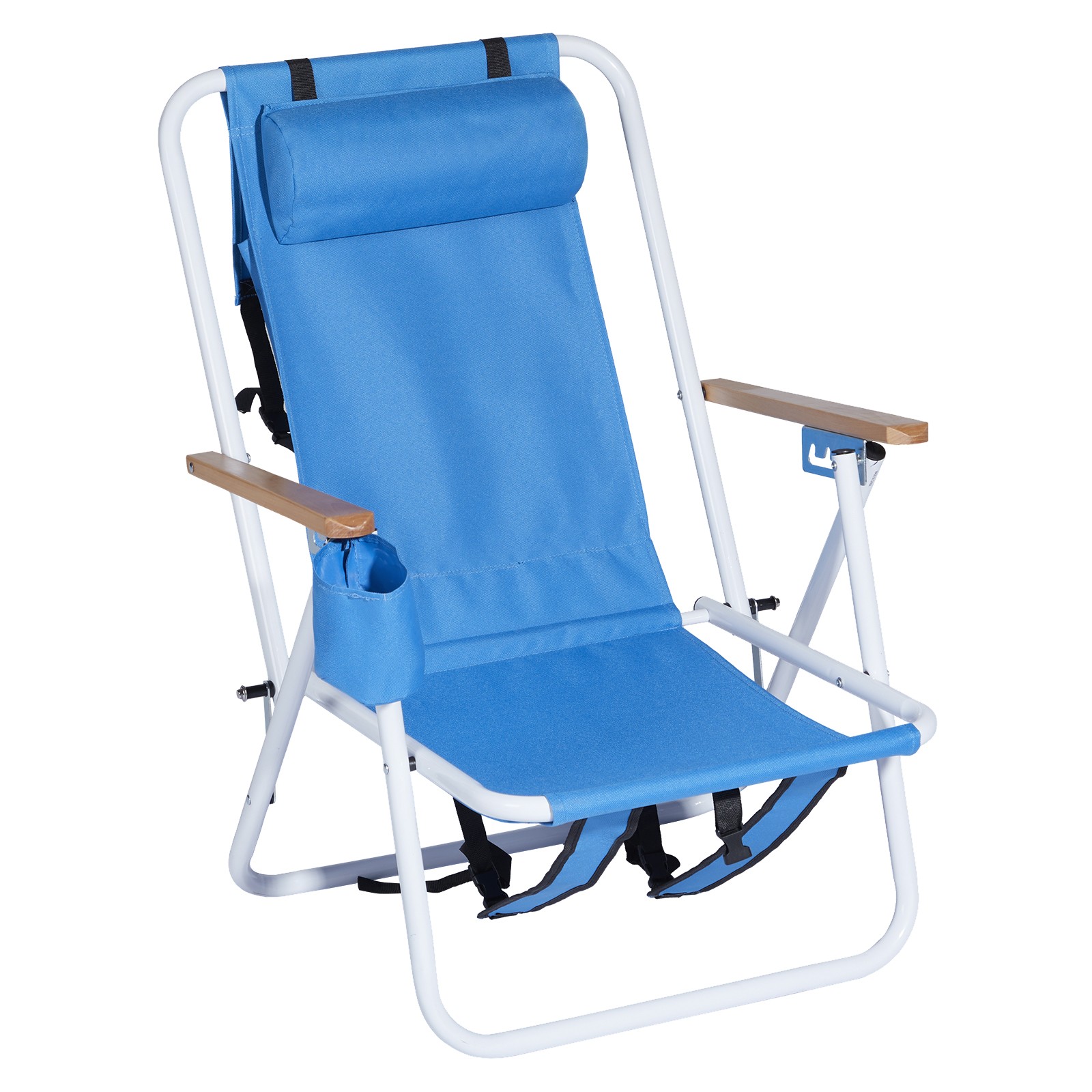 Portable High Strength Beach Chair with Adjustable Headrest Blue