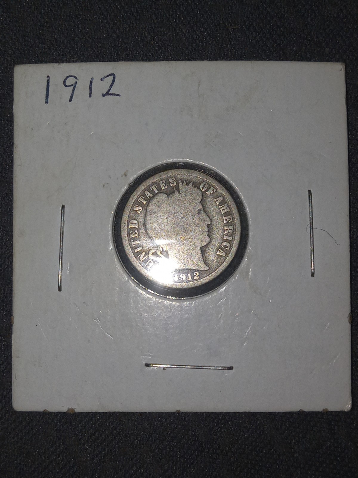 1912 Philadelphia Barber Circulated Dime 10 Cents Silver Coin!