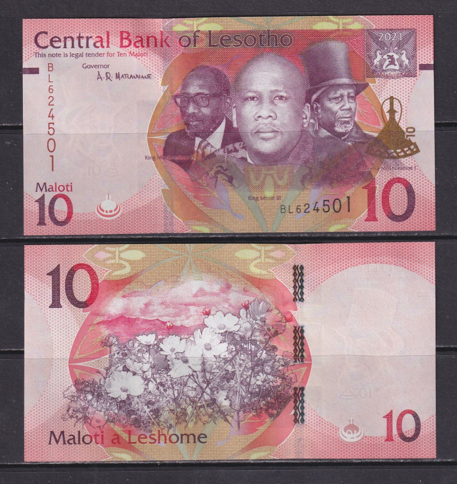 LESOTHO - 2021 10 Maloti UNC Banknote