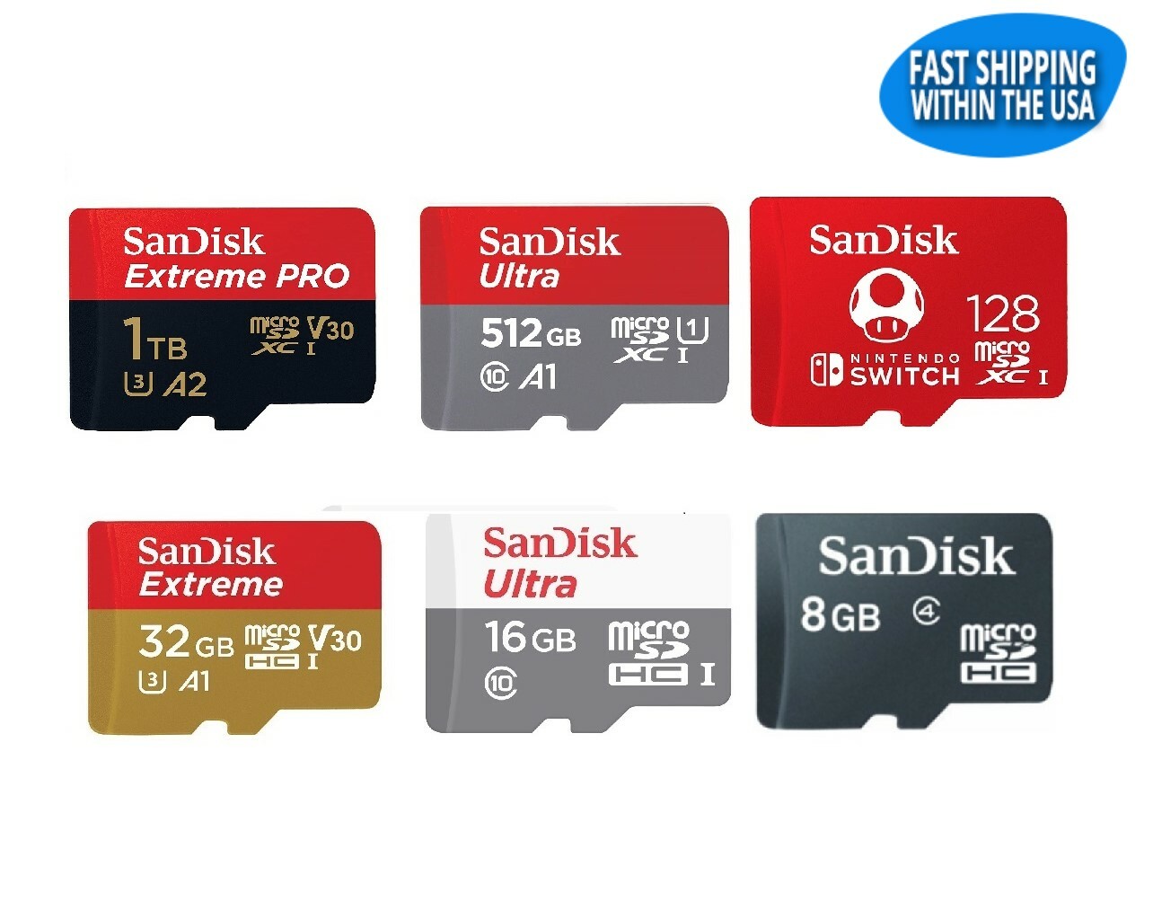 Sandisk Micro SD Card 128GB 256GB 512GB 1TB Extreme Pro Ultra Memory Cards lot