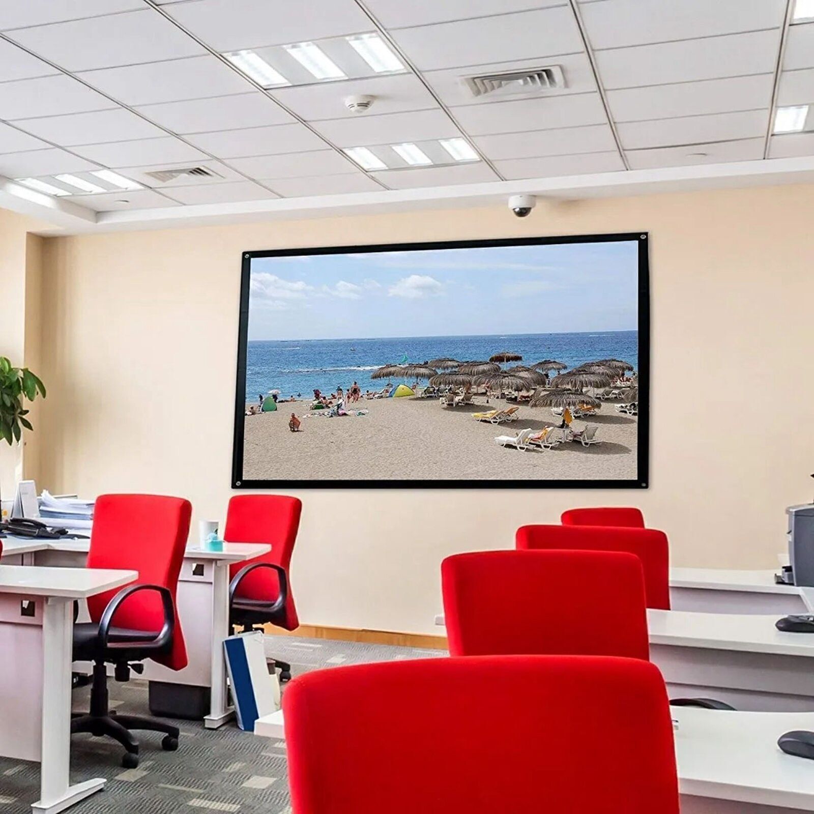 100 Inch Projector Screen 16:9 Foldable Wrinkle Resistant Precise Holes HD Proje