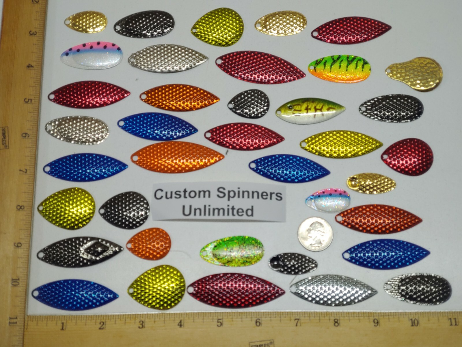 1/4lb 50+ MEDIUM Custom Spinner Blades - Colorado Willow French Silver Gold NEW