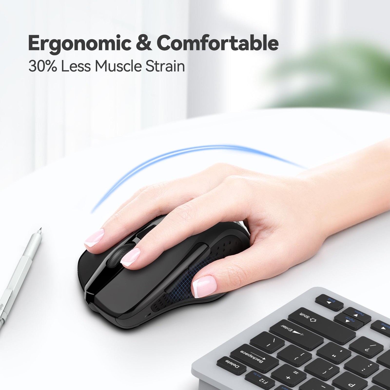 TECKNET Wireless Mouse 2.4G Ergonomic Optical Mouse Computer Mouse for Laptop