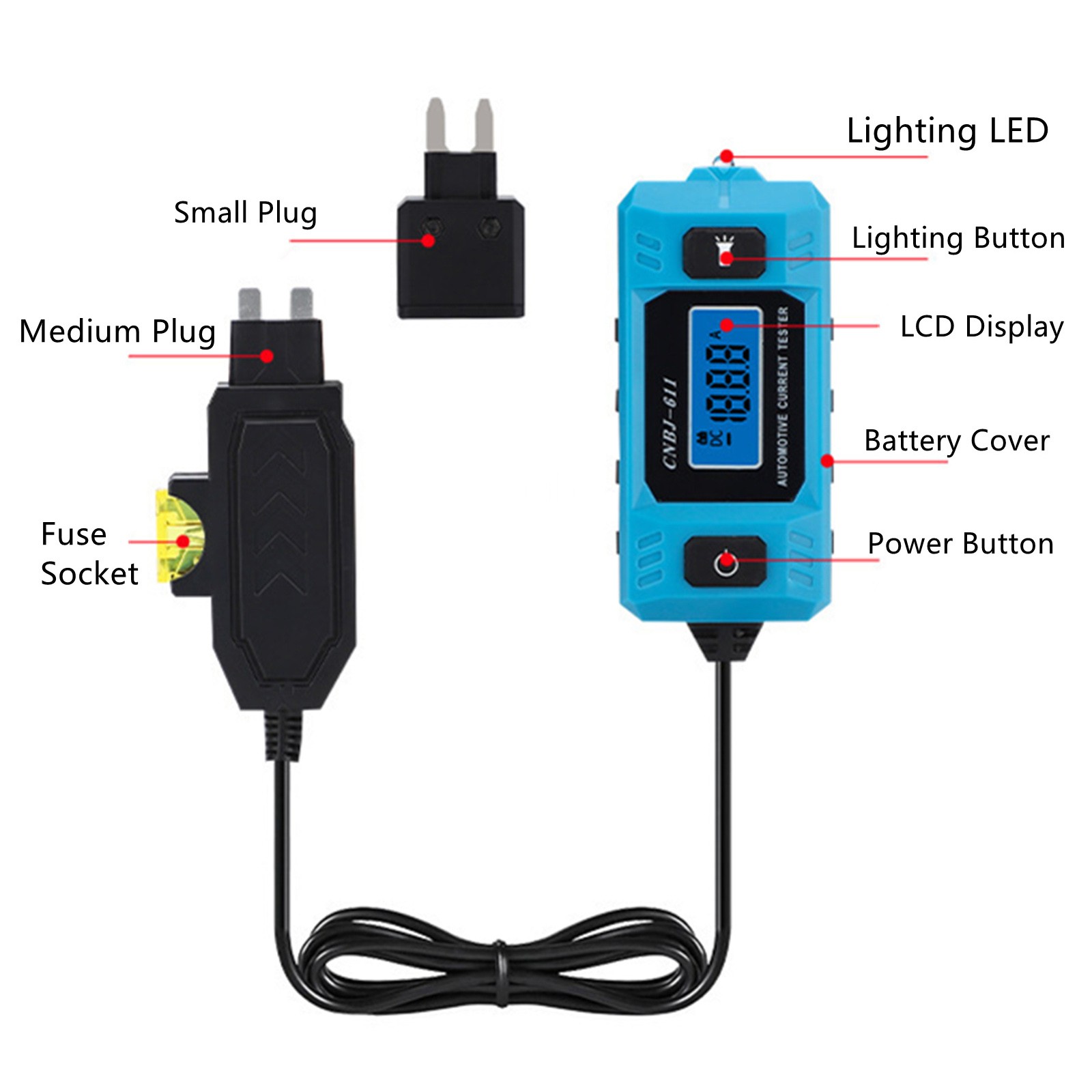 Portable Car Current Tester Meter 0.01A-19.99A Range for Electrical Diagnostics