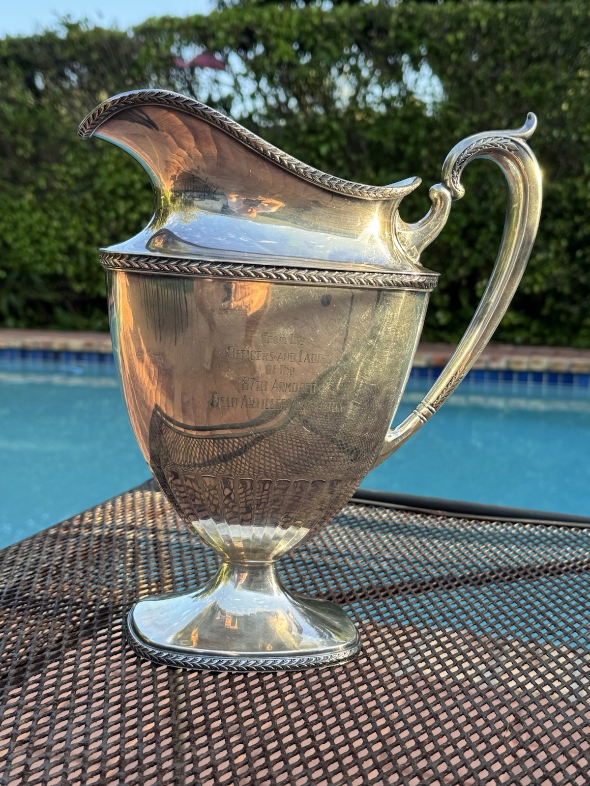 1940’s 87th  WW2 Armored Battalion Normandy Invasion  Wallace Silver Pitcher