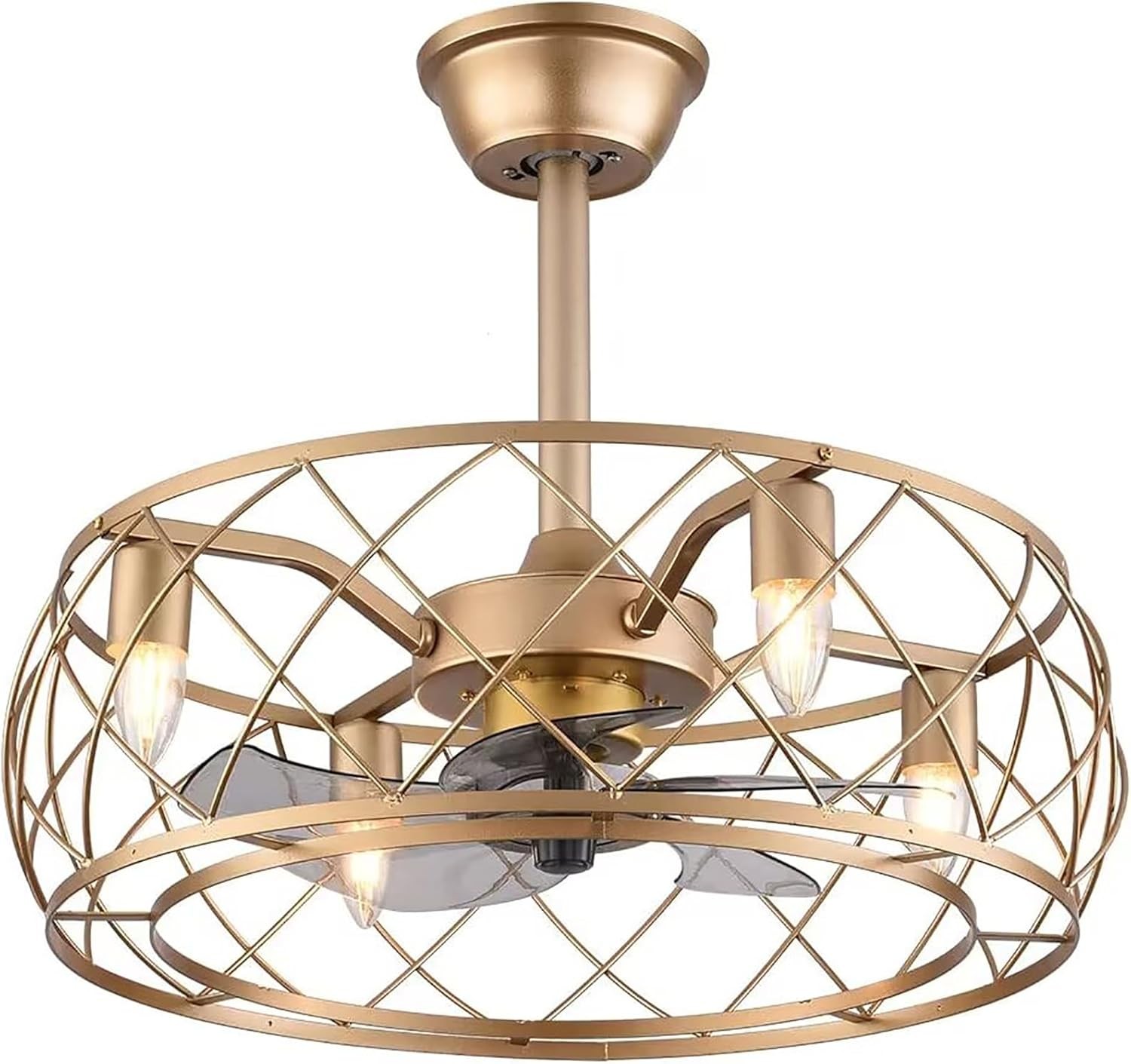 20-Inch Gold Ceiling Fan with Light, 3 Speeds, Remote Control, Modern Design