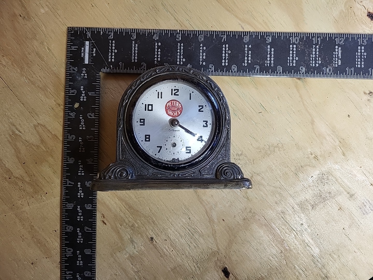 1930s Peters Diamond Brand Shoes, Heavy Gilbert Clock Pot Metal