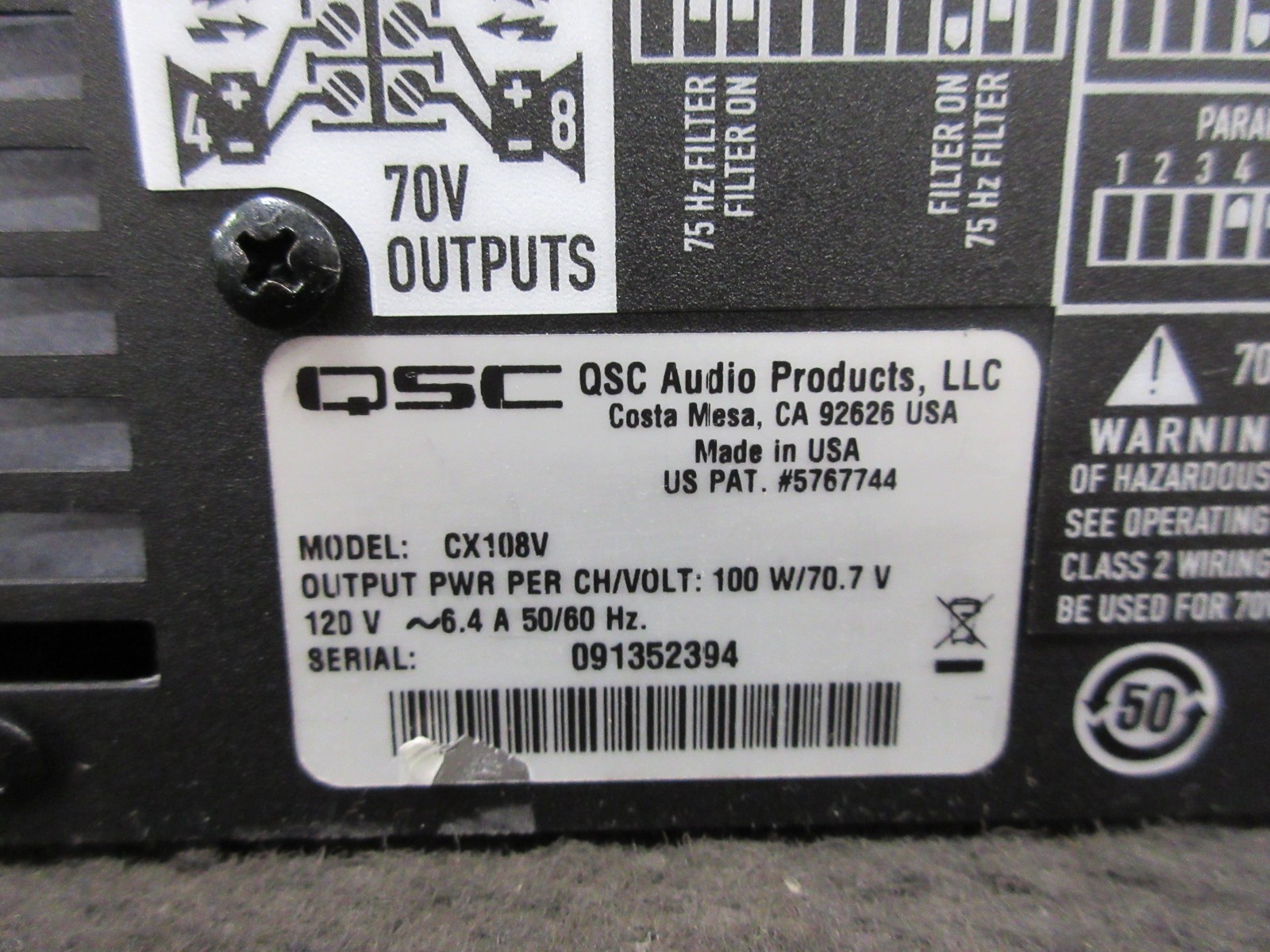 QSC CX108V 8 Channel Direct 70V Amplifier