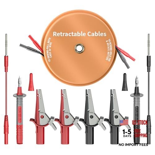 9PCS Multimeter Test Lead Kit, 2 Wire 10ft 18AWG 10ft/3m Banana Plug Leads Kit