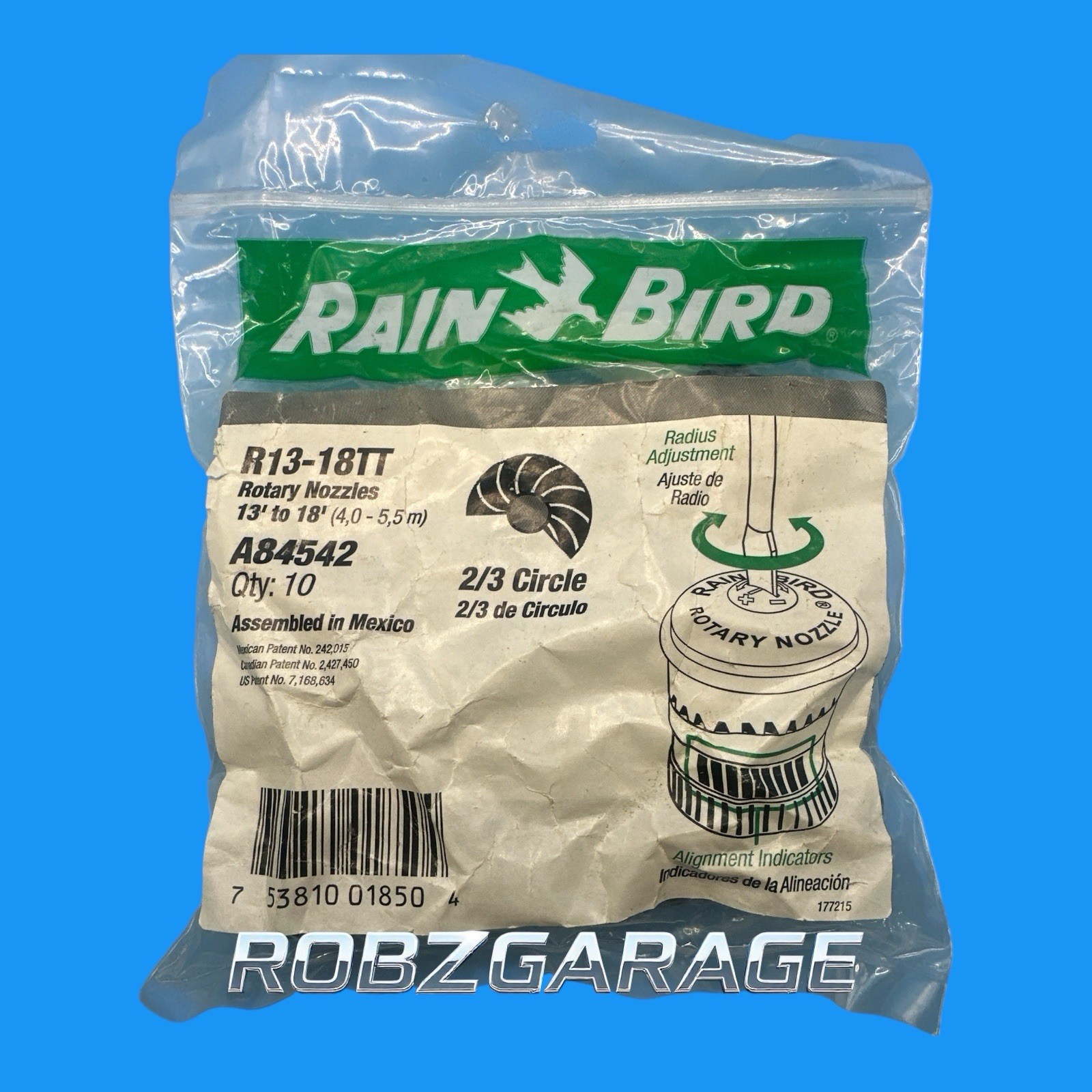 RAIN BIRD R13-18TT ROTARY NOZZLES 10 PACK 13-18 FT 2/3 CIRCLE D4