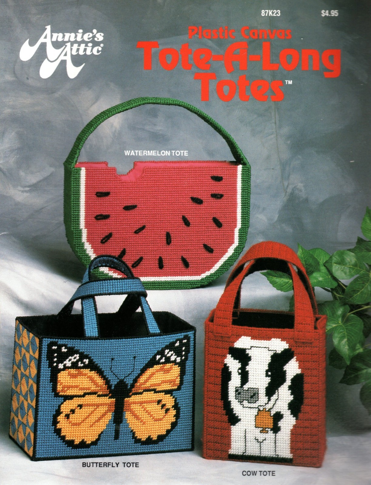 Annie's Attic 87K23 TOTE-A-LONG TOTES Butterfly Plastic Canvas Pattern Leaflet