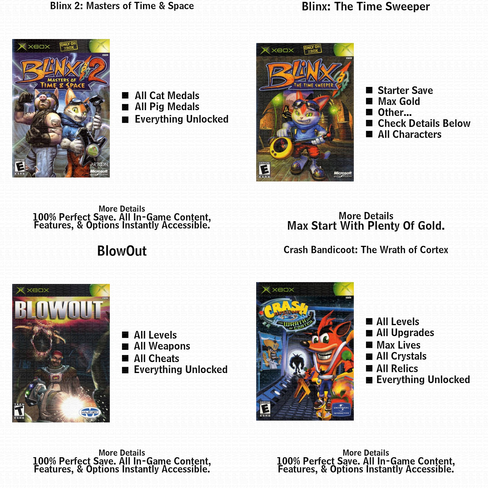 Crash Twinsanity 100% Unlocked Xbox USB Saves