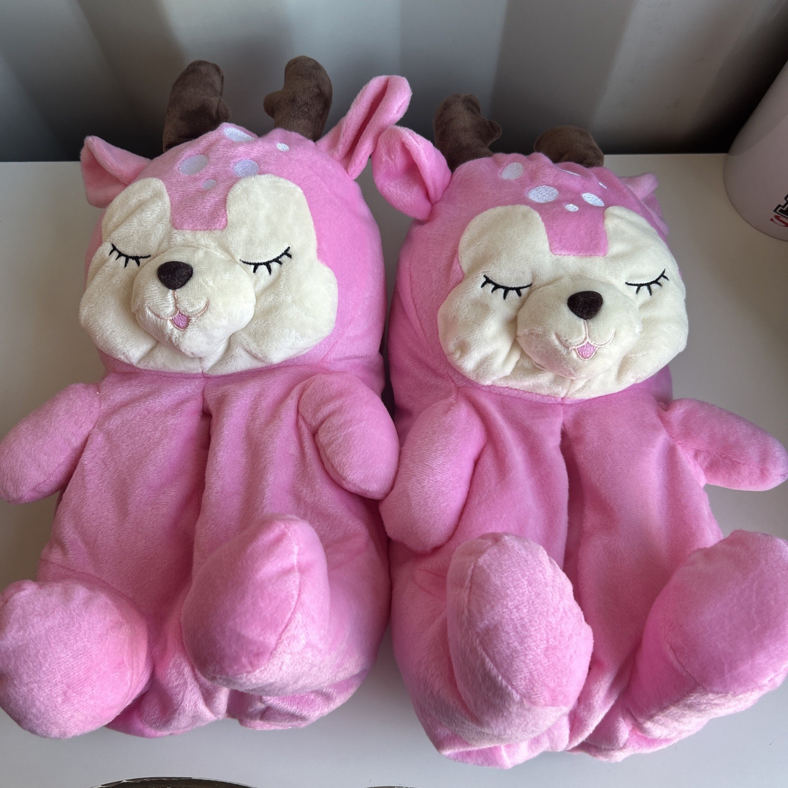 Deer Slippers Hot Pink Womens - Large (Men 9-12.5, Women 8-11.5)