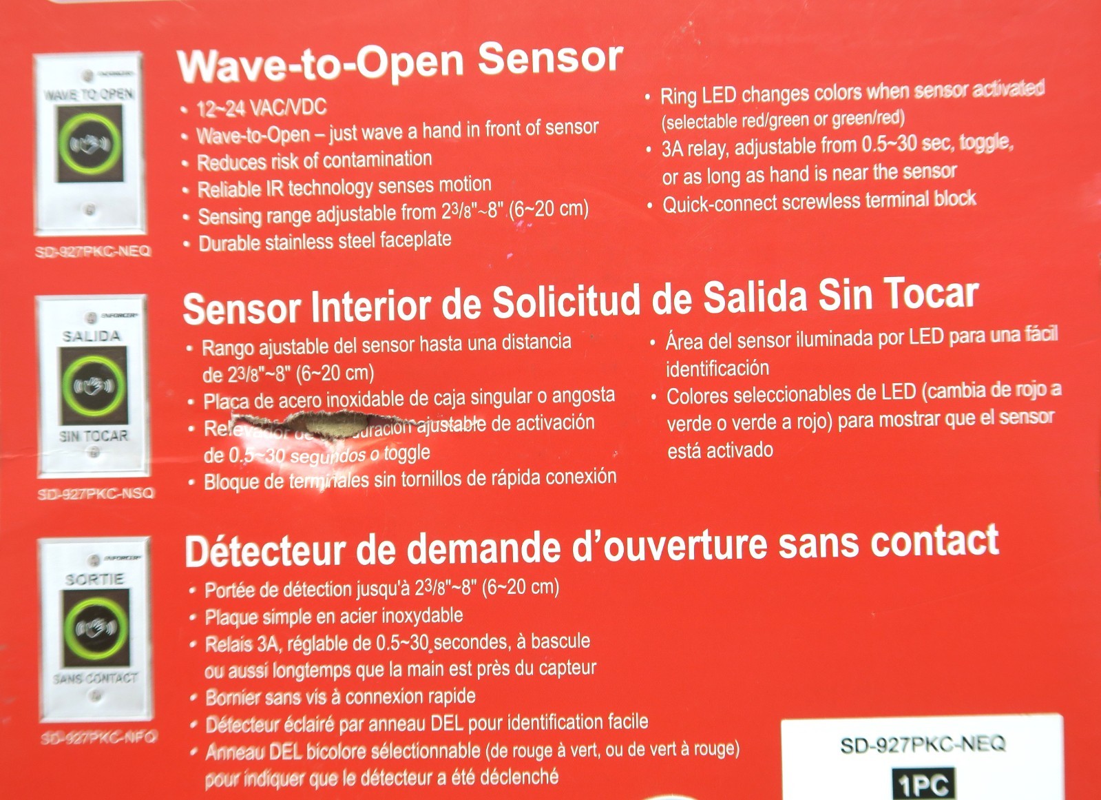 SECO-LARM Enforcer No Touch Request-to-Exit Sensor SD-927PKC-NEQ Boxed