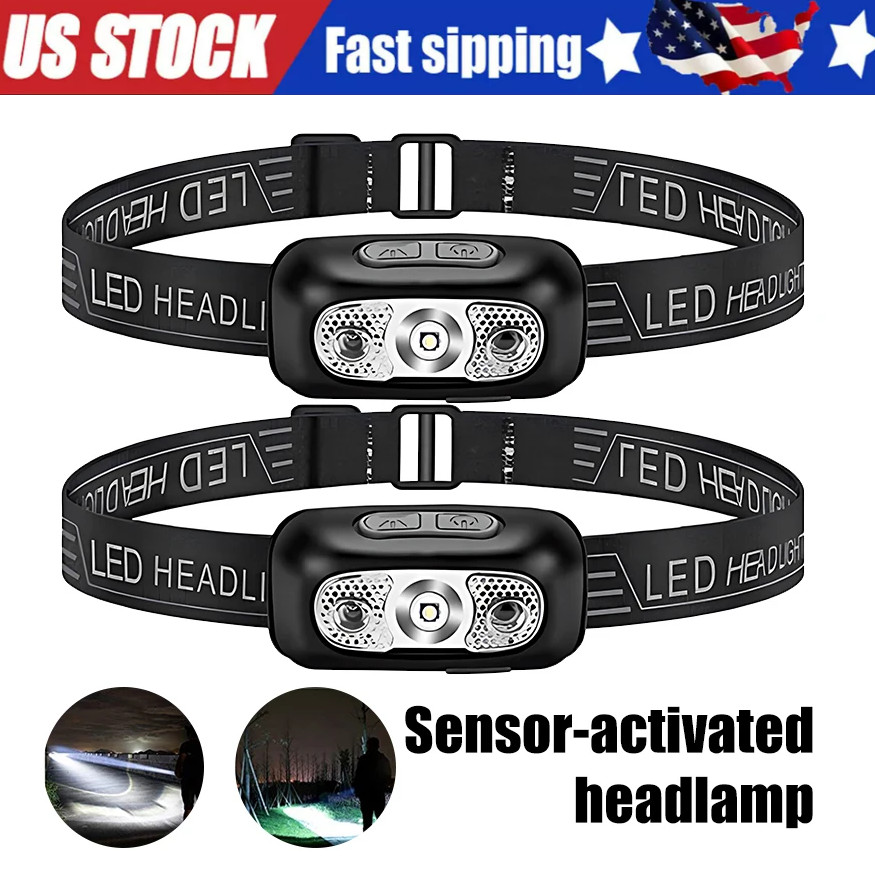LED Headlamp USB Rechargeable Flashlight Waterproof Head Lamp Torch Camping USA