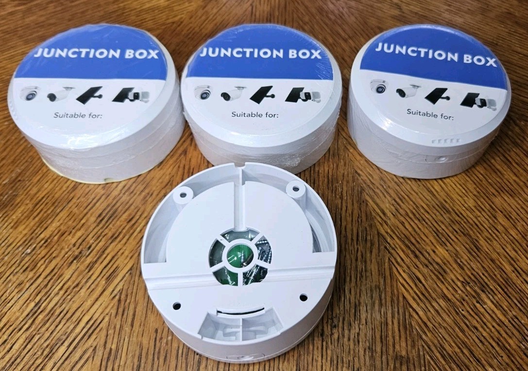4pk-Security Camera Junction Boxes, White, Hardware Included, NEW