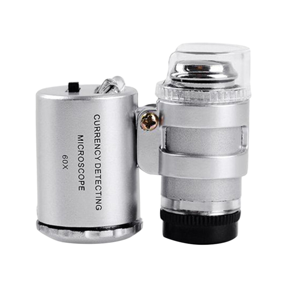 Mini 60X LED UV Light Microscope Jewelery Currency Detecting Magnifier Loupe USA