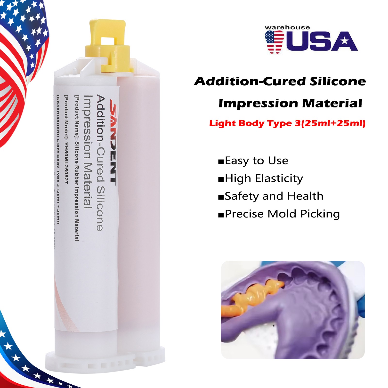 SANDENT Elastomeric Impression Material Fast Body Fast Set Type 5 Tips