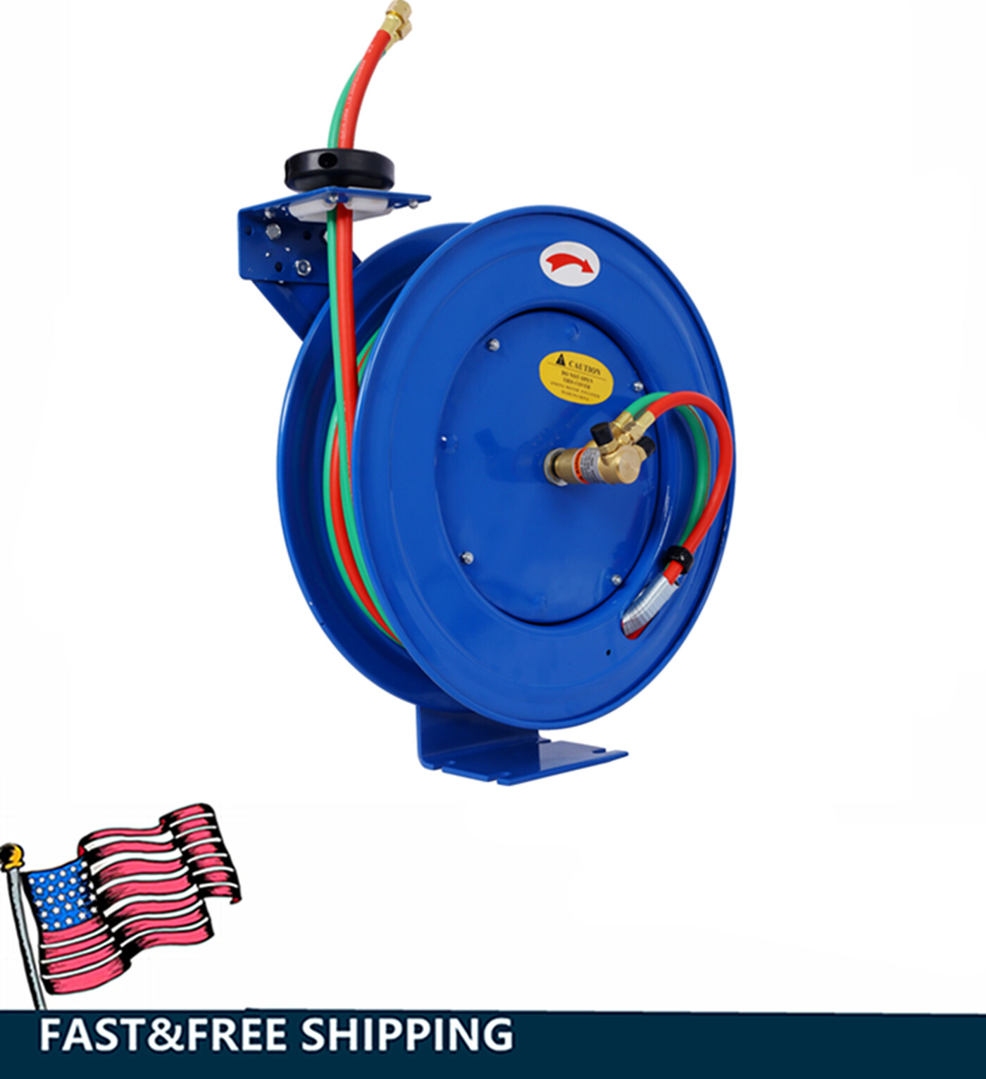 Welding Hose Reel Retractable 1/4" x 50 Ft Oxygen Acetylene Welder Dual Hose