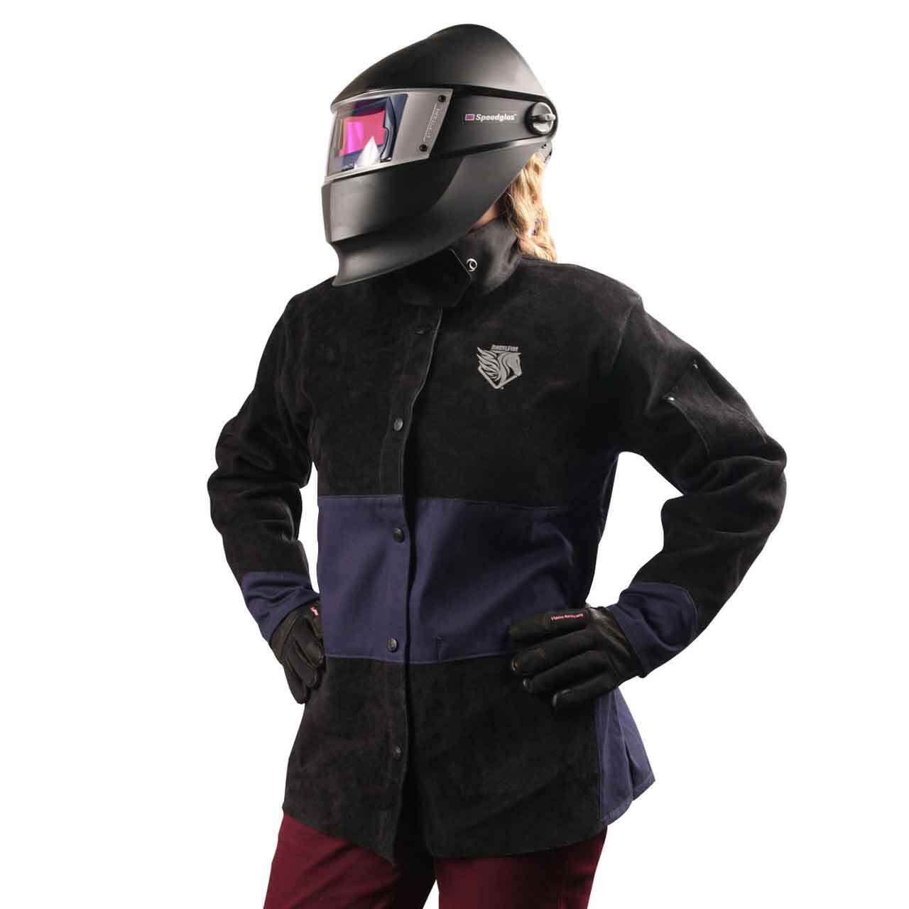 Black Stallion JH1515-NB AngelFire Women's Hybrid Welding Jacket Navy Black XLG
