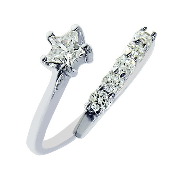 Star Cut & Prong Set CZ Ring Real Solid .925 Sterling Silver ONE SIZE FITS ALL