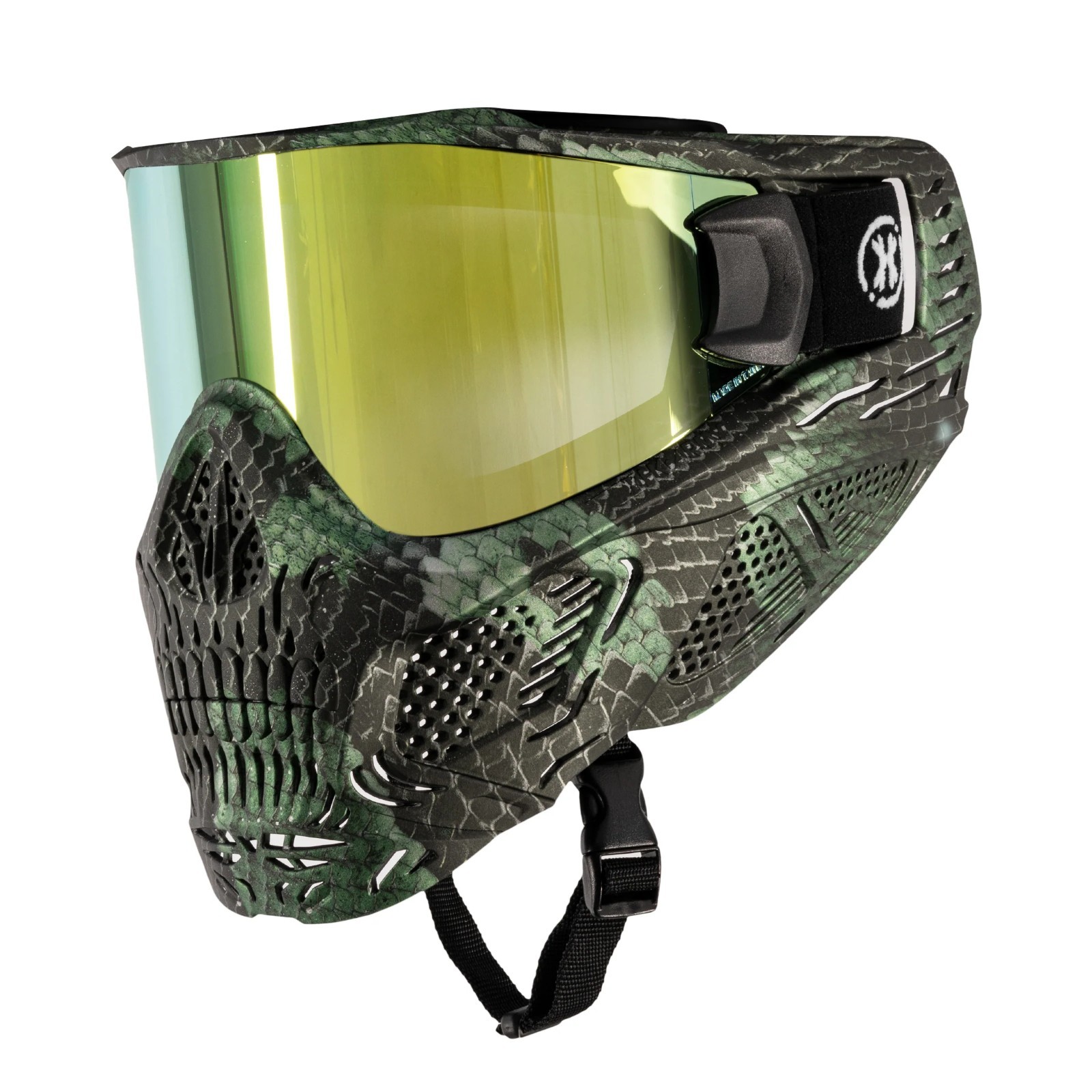 HK Army HSTL Skull Thermal Paintball Airsoft Goggles Mask  Snake Green/Gold Lens