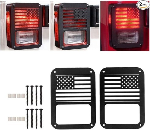 Light Cover Compatible with Wrangler JK/JKU 2007-2018, Taillight Cover Guard wit