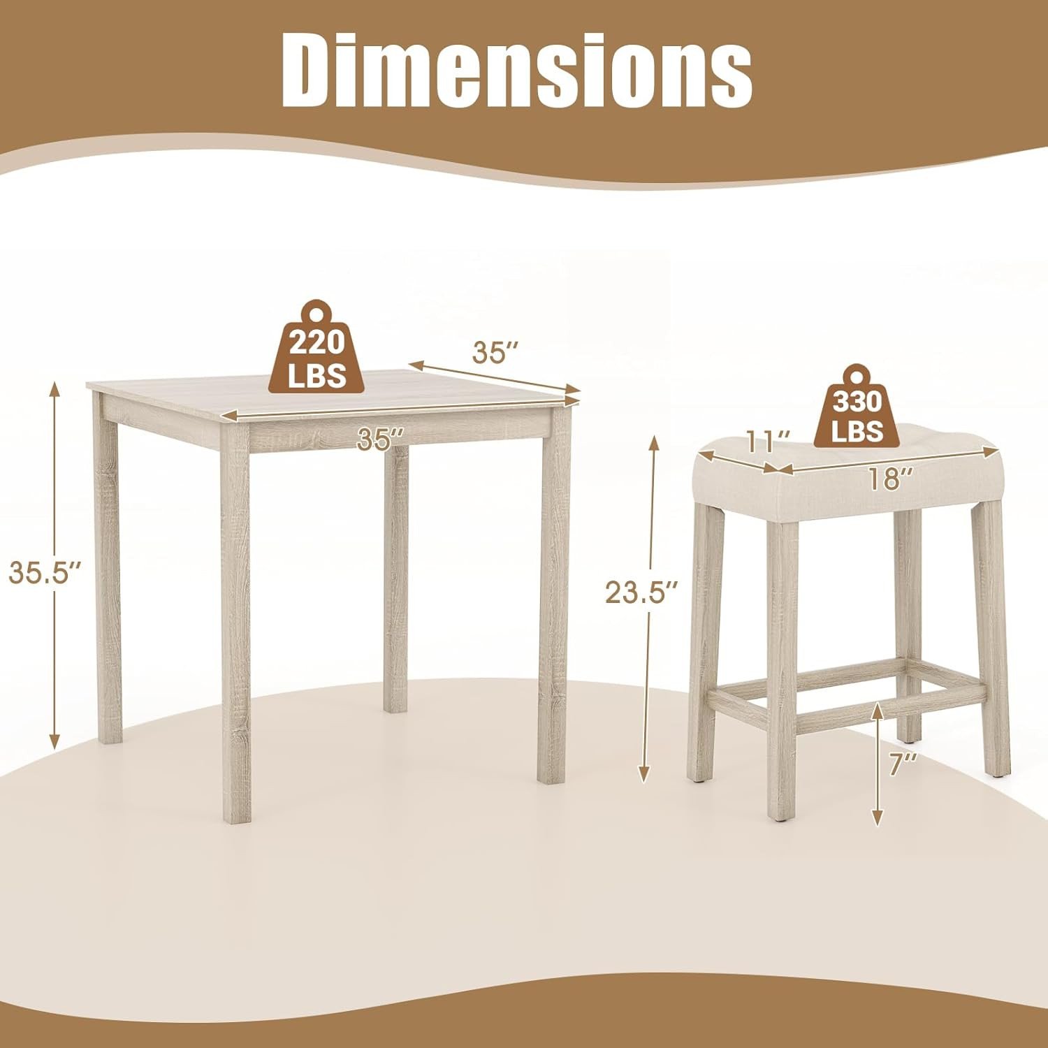 5-Piece Space-Saving Bar Table Set with Padded Stools for Small Spaces