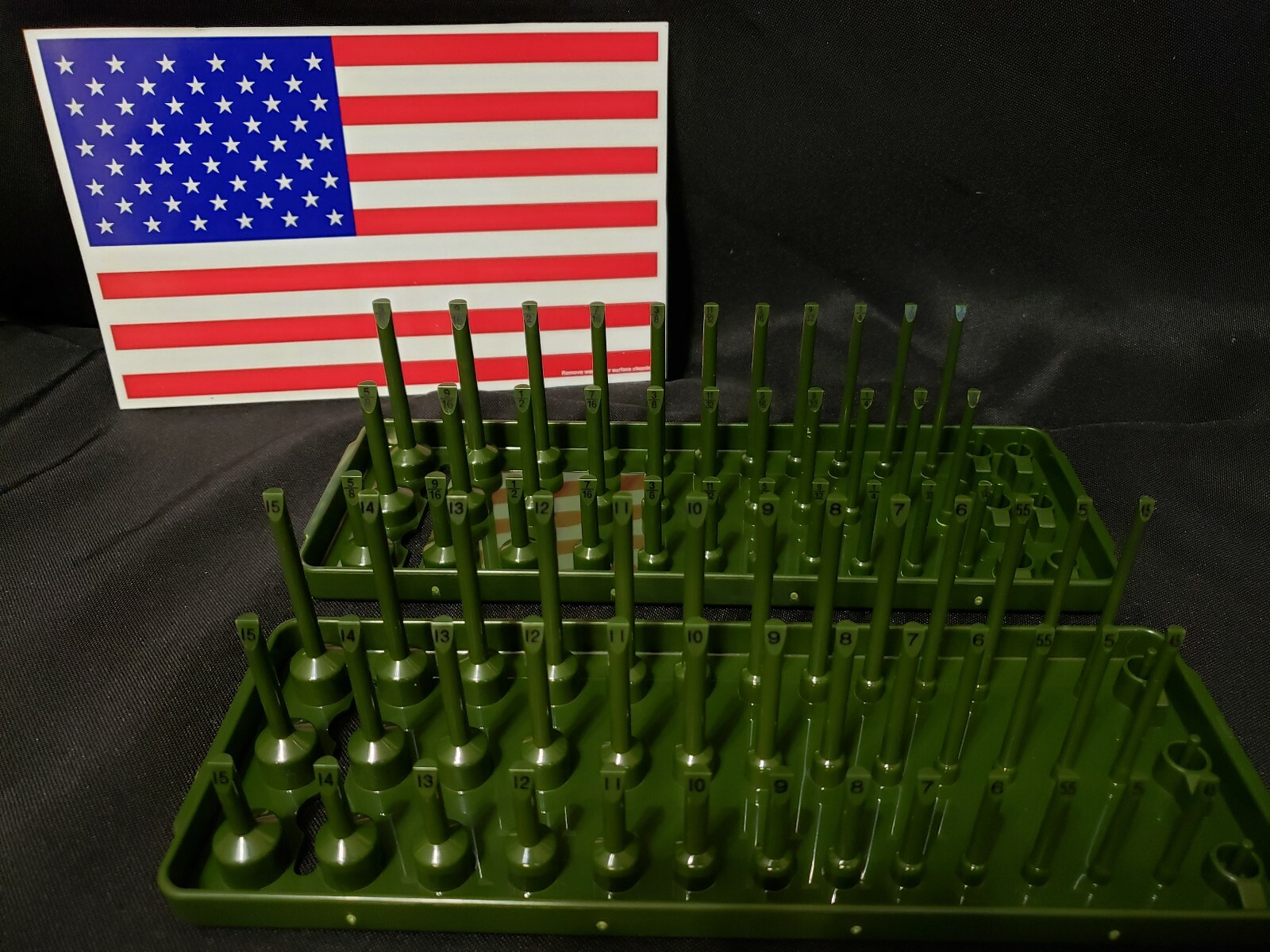 Hansen - 4 Pc- 3 Row Socket Tray Metric SAE Storage Rack Holders 1/4" & 3/8"