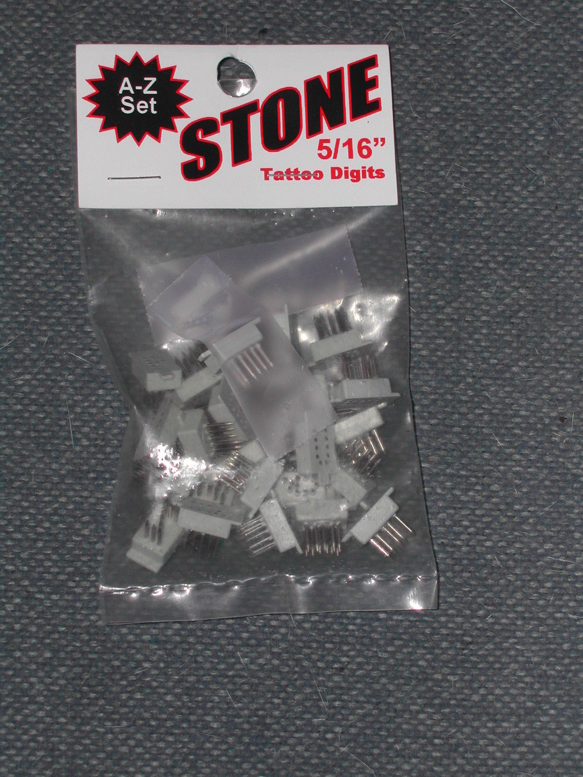 Stone Tattoo Digits Set 5/16" Complete Alphabet Letters A-Z Metal w/Plastic NEW
