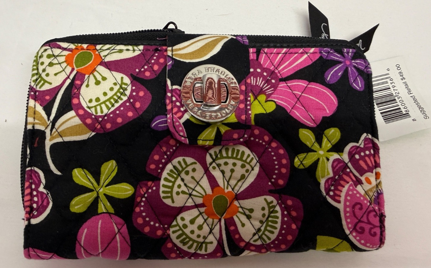 Vera Bradley Pirouette Pink Turnlock Wallet New With Tags FLORAL PINK GORGEOUS!