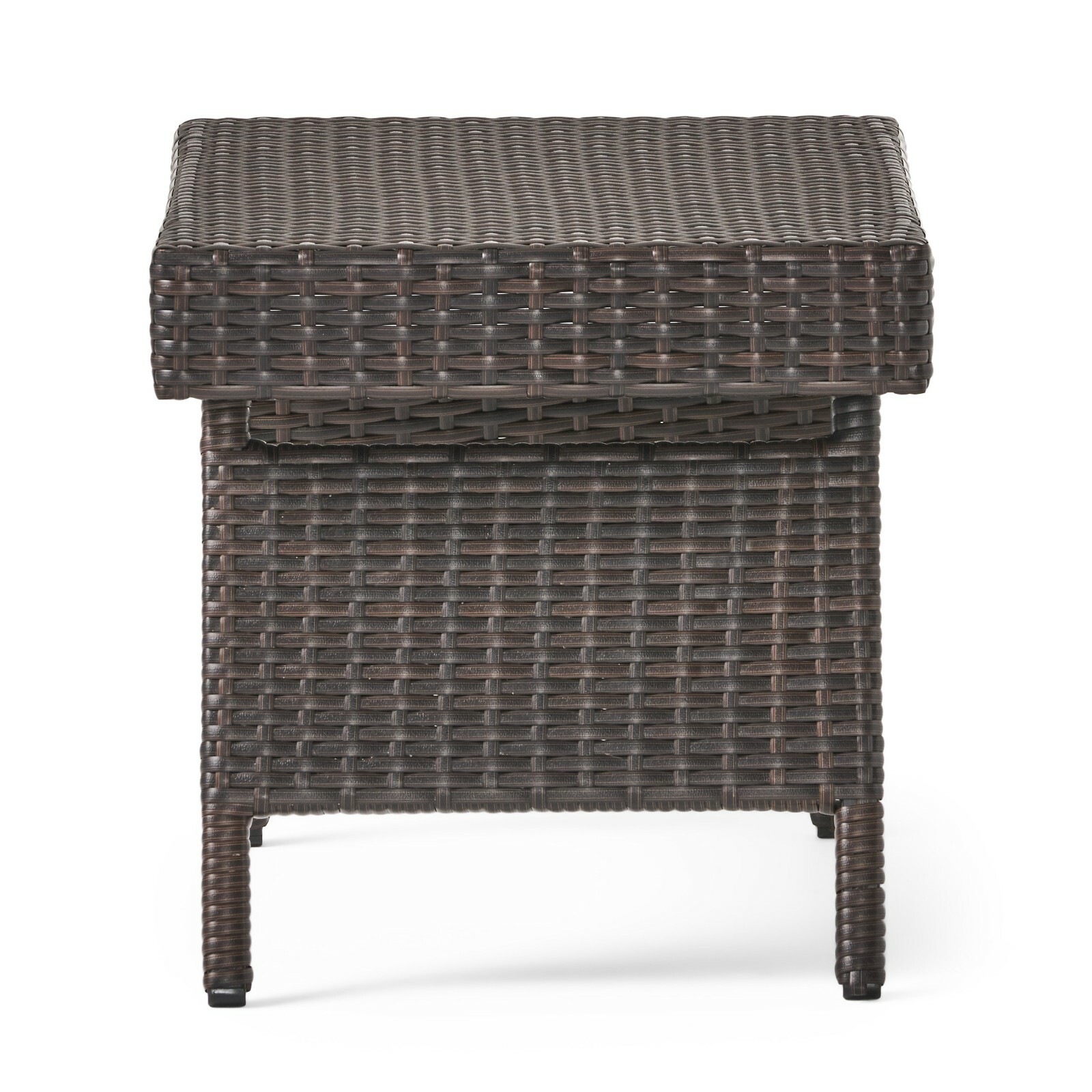 Lakeport Outdoor Brown Wicker Folding Side Table