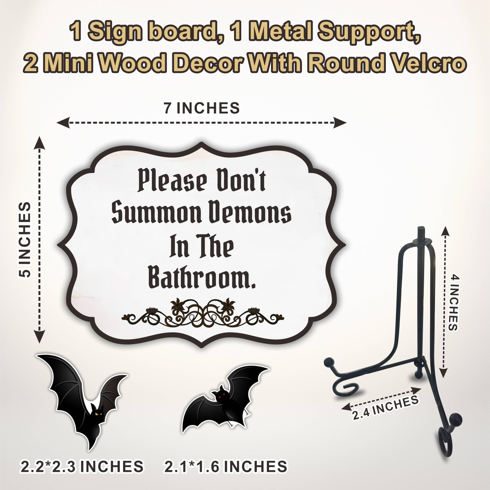 Halloween Wooden Decoration - Please Don't Summon Demons in The Bathroom Sign...