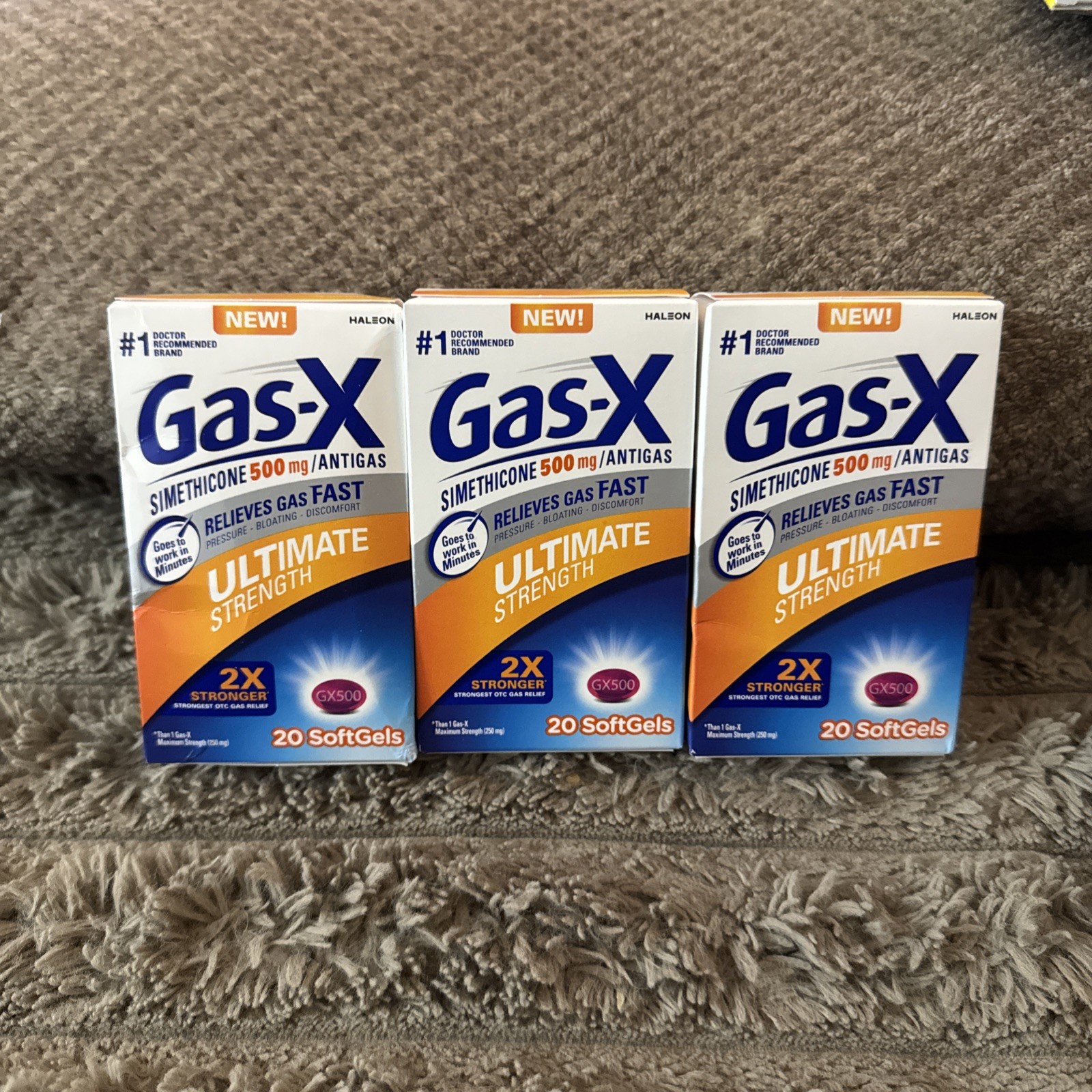 Gas-X Ultimate Strength Gas Relief Softgels-20 Softgels 500mg 3 pack EXP:07/28