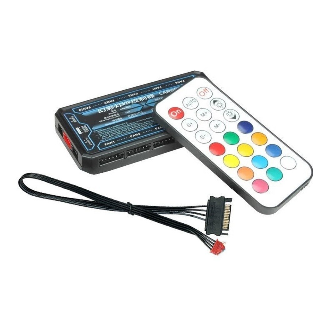 RGB Fan Hub Controller for PC Builds with 10 Fan Ports for 2 Strip Channels