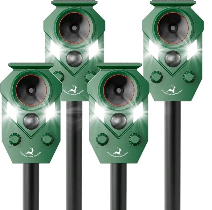 4PACK MOD: AR02 Repelente de Animales Ultrasónico  Alimentado por Energía Solar
